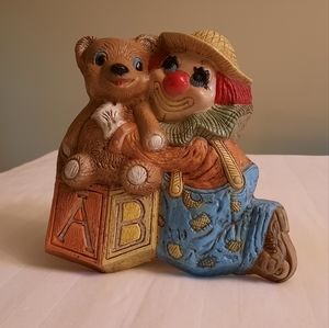 Vintage 1985 Frankie's Designs Clown Teddy Bear Wall Decor